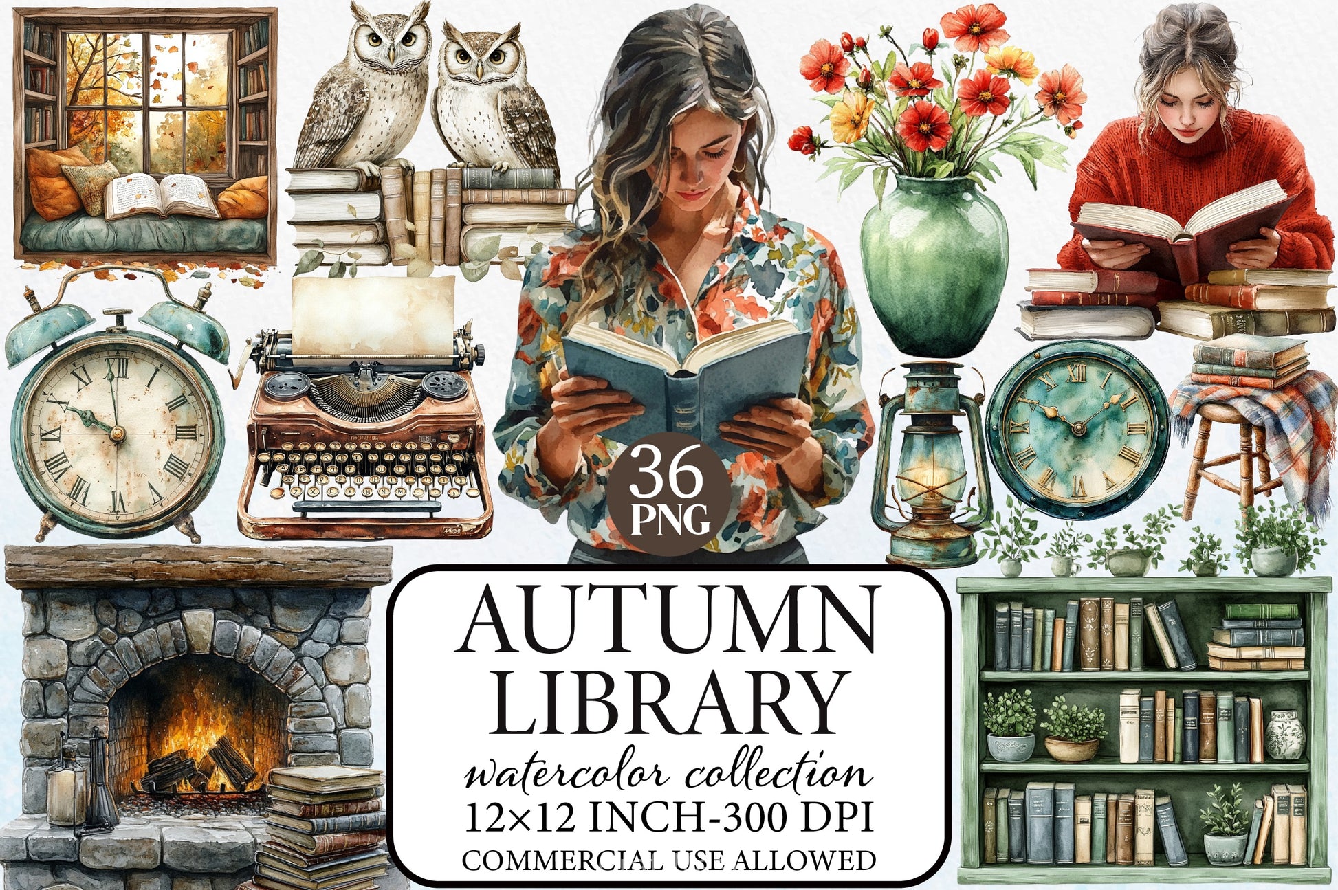 Autumn Library Clipart Bundle - CraftNest - Digital Crafting and Art