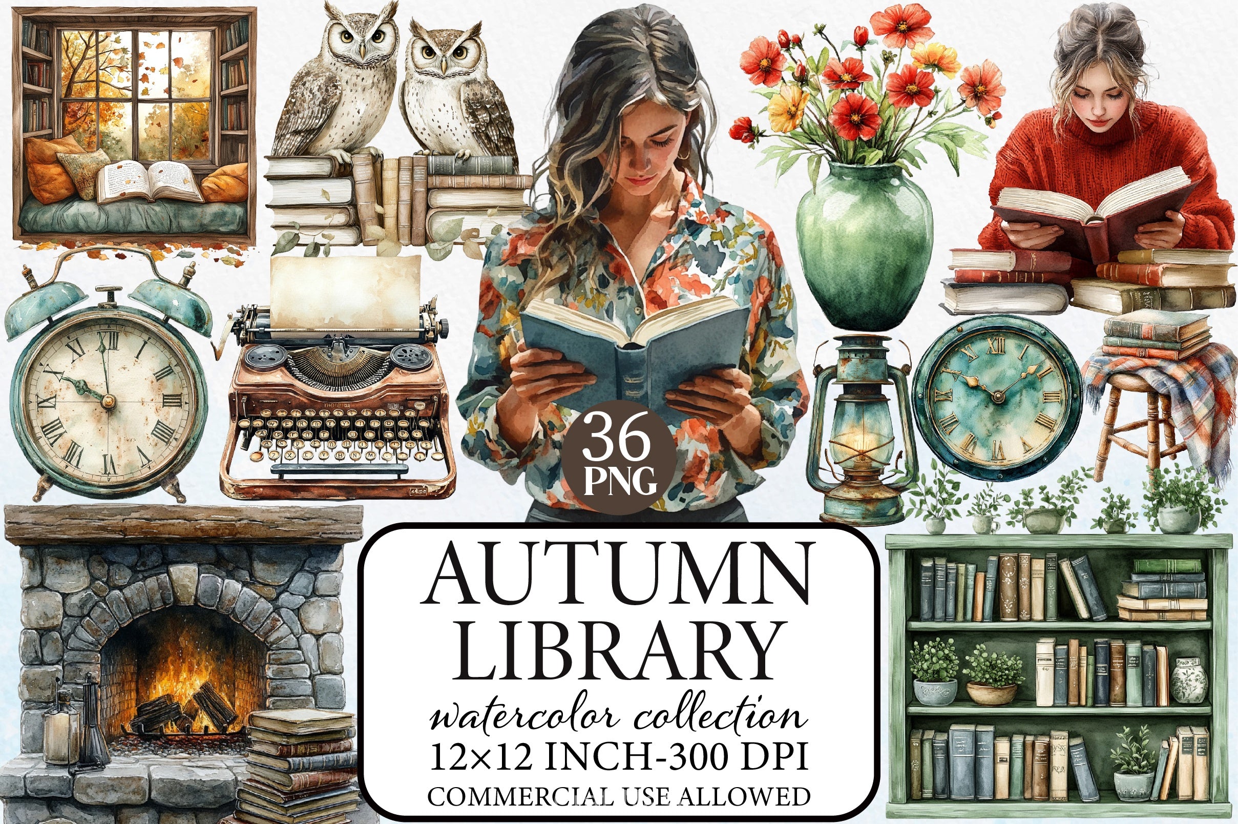 Autumn Library Clipart Bundle - CraftNest - Digital Crafting and Art