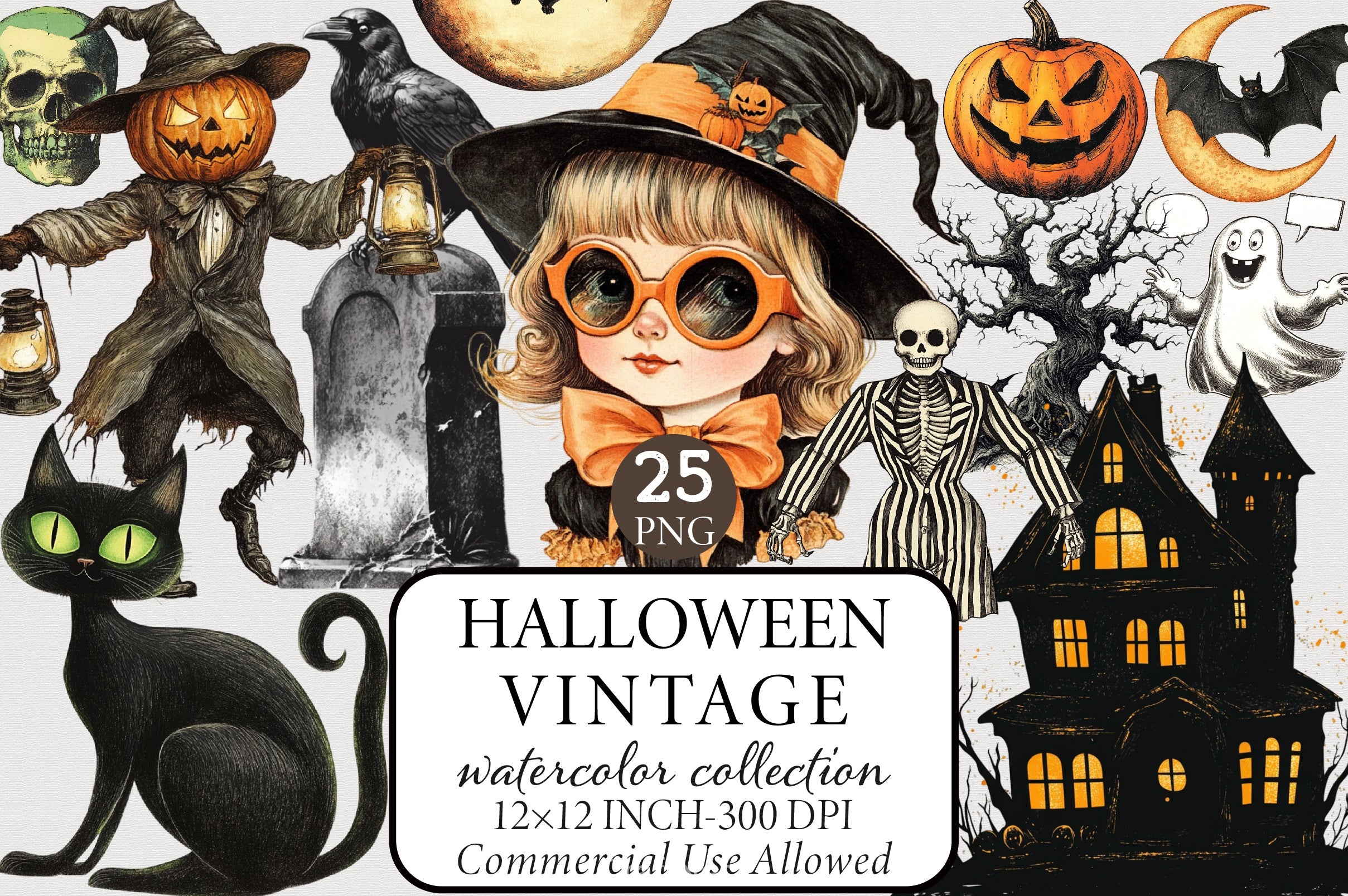 Vintage Halloween Clipart Bundle 13 - CraftNest - Digital Crafting and Art