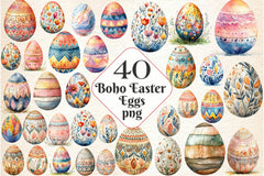 Boho Easter Eggs Clipart Bundle - CraftNest - Digital Crafting and Art