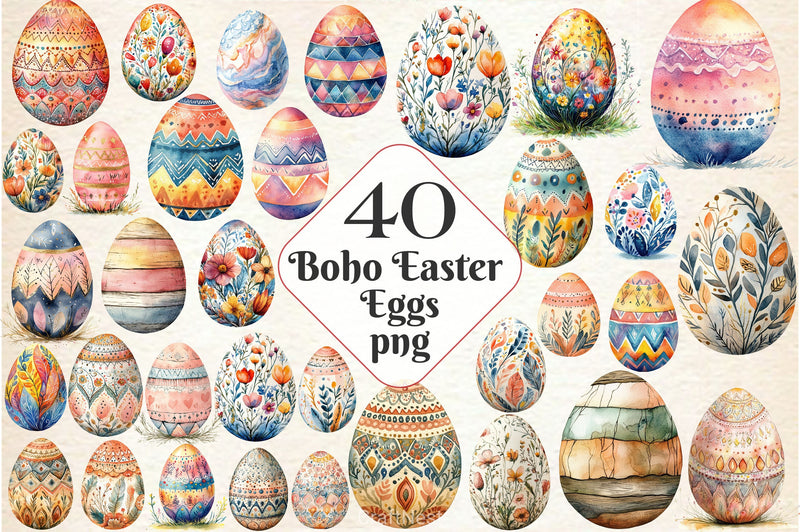 Boho Easter Eggs Clipart Bundle - CraftNest - Digital Crafting and Art