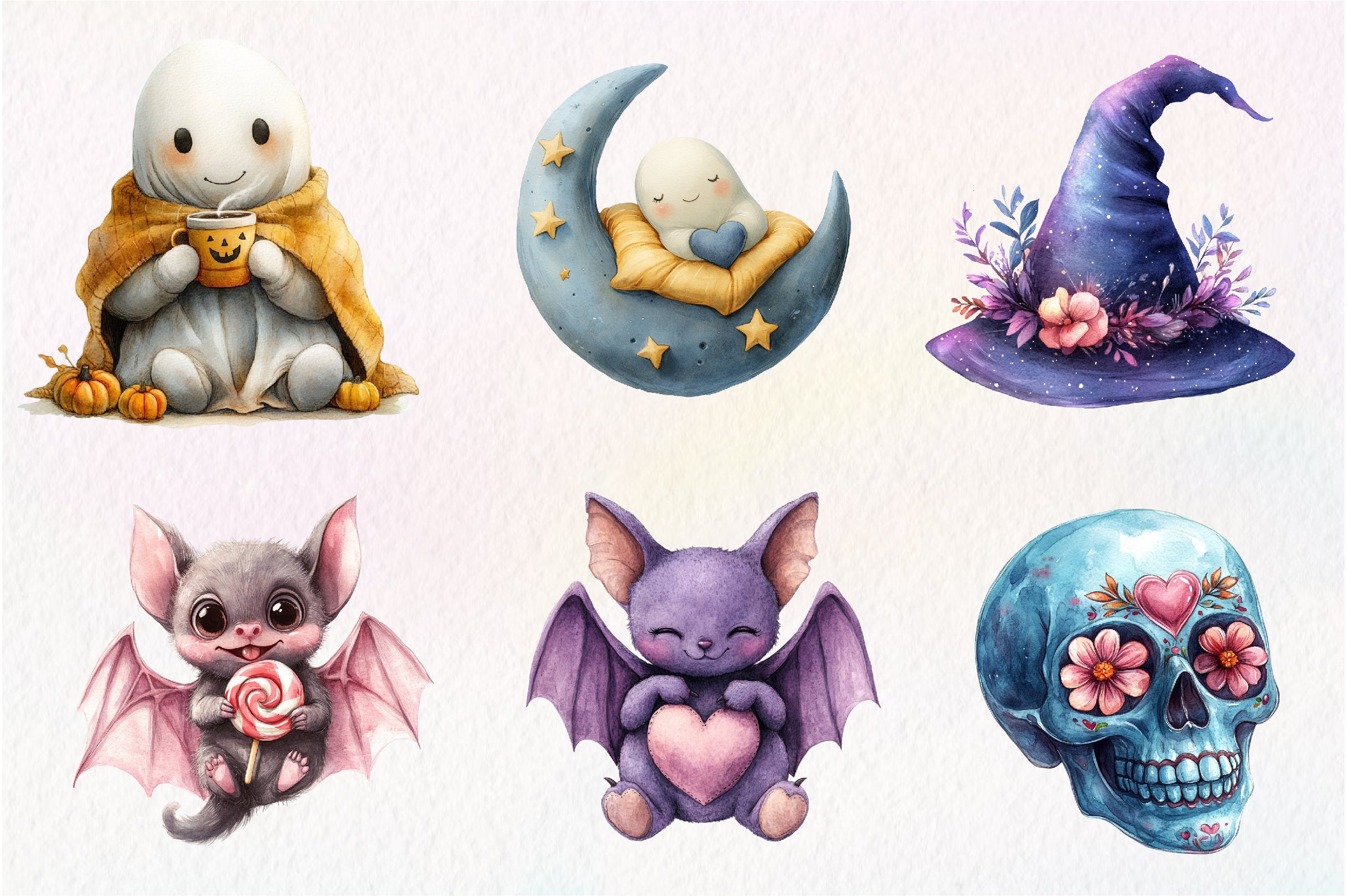 Cute Pastel Spooky Halloween Clipart Bundle - CraftNest - Digital Crafting and Art