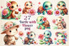 Turtle With Flower Clipart Bundle 2