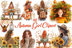 Autumn Girl Clipart Bundle 1 - CraftNest - Digital Crafting and Art