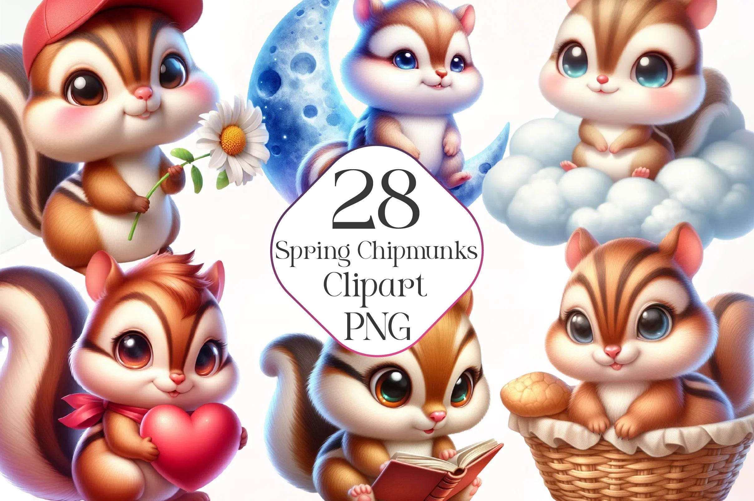 Spring Chipmunks Clipart Bundle - CraftNest - Digital Crafting and Art