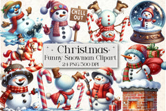 Funny Christmas Snowman Clipart Bundle 10 - CraftNest - Digital Crafting and Art