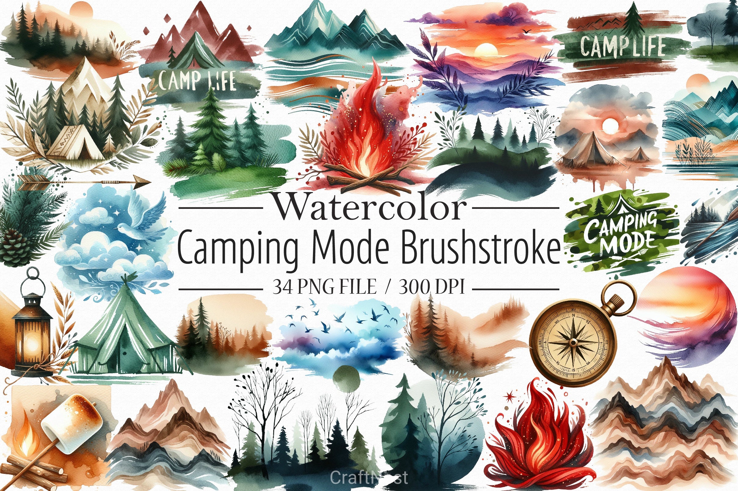Camping Mode Clipart Bundle - CraftNest - Digital Crafting and Art