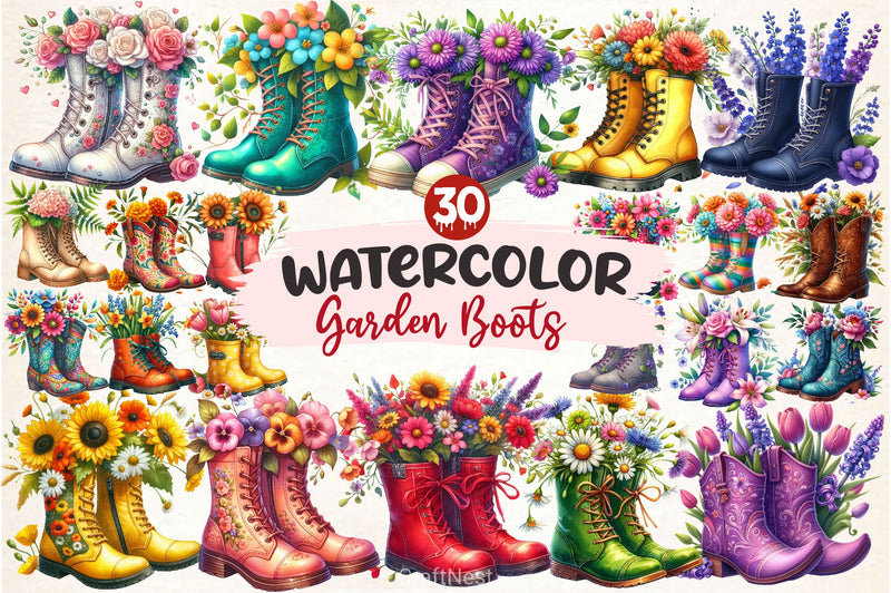 Garden Boots Clipart Bundle 3 - CraftNest - Digital Crafting and Art
