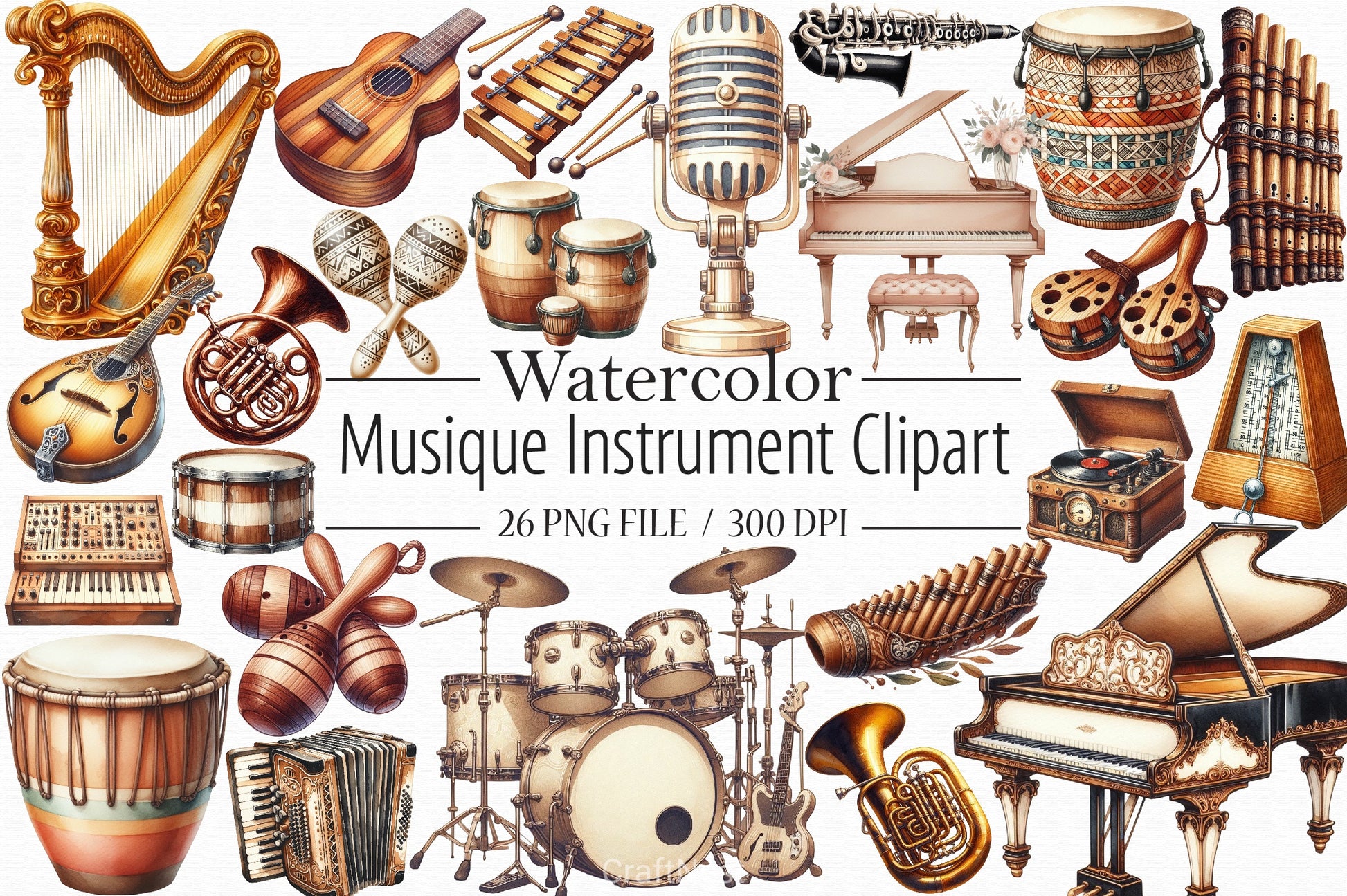 Musique Instrument Clipart Bundle - CraftNest - Digital Crafting and Art