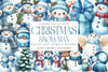 Christmas Snowman Blue Family Winter Clipart Bundle
