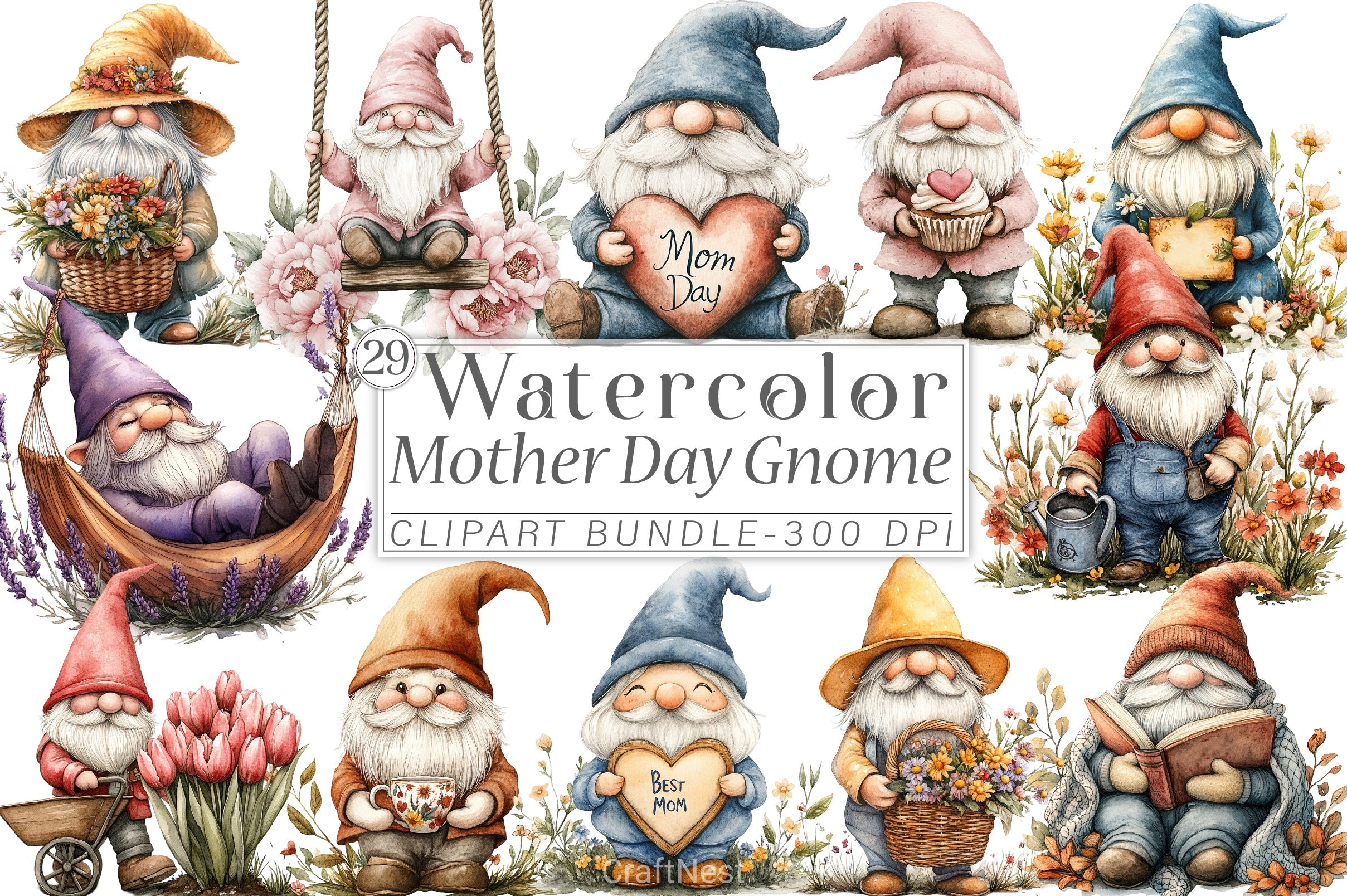 Mother's Day Gnome Clipart Bundle 2 - CraftNest - Digital Crafting and Art