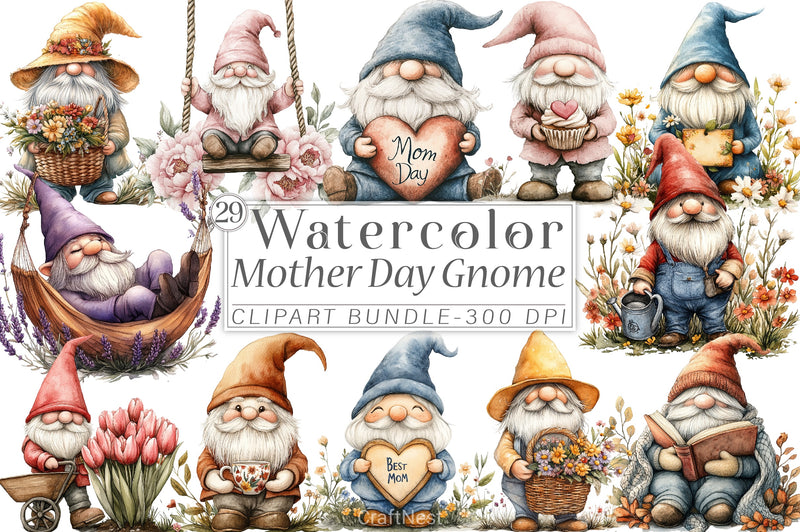 Mother's Day Gnome Clipart Bundle 2 - CraftNest - Digital Crafting and Art