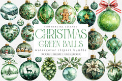 Green Christmas Balls Clipart Bundle - CraftNest - Digital Crafting and Art