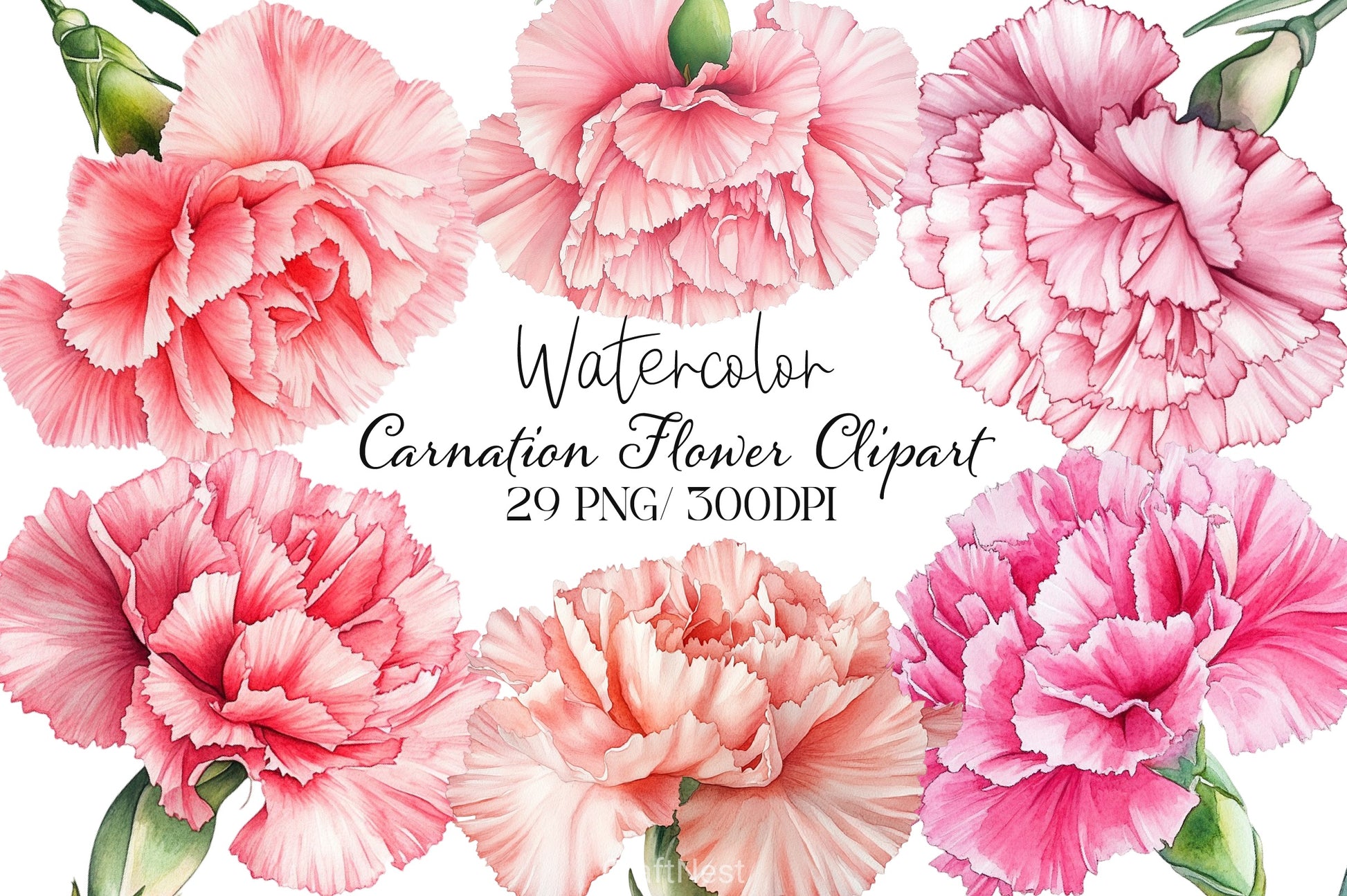 Carnation Flower Clipart Bundle - CraftNest - Digital Crafting and Art