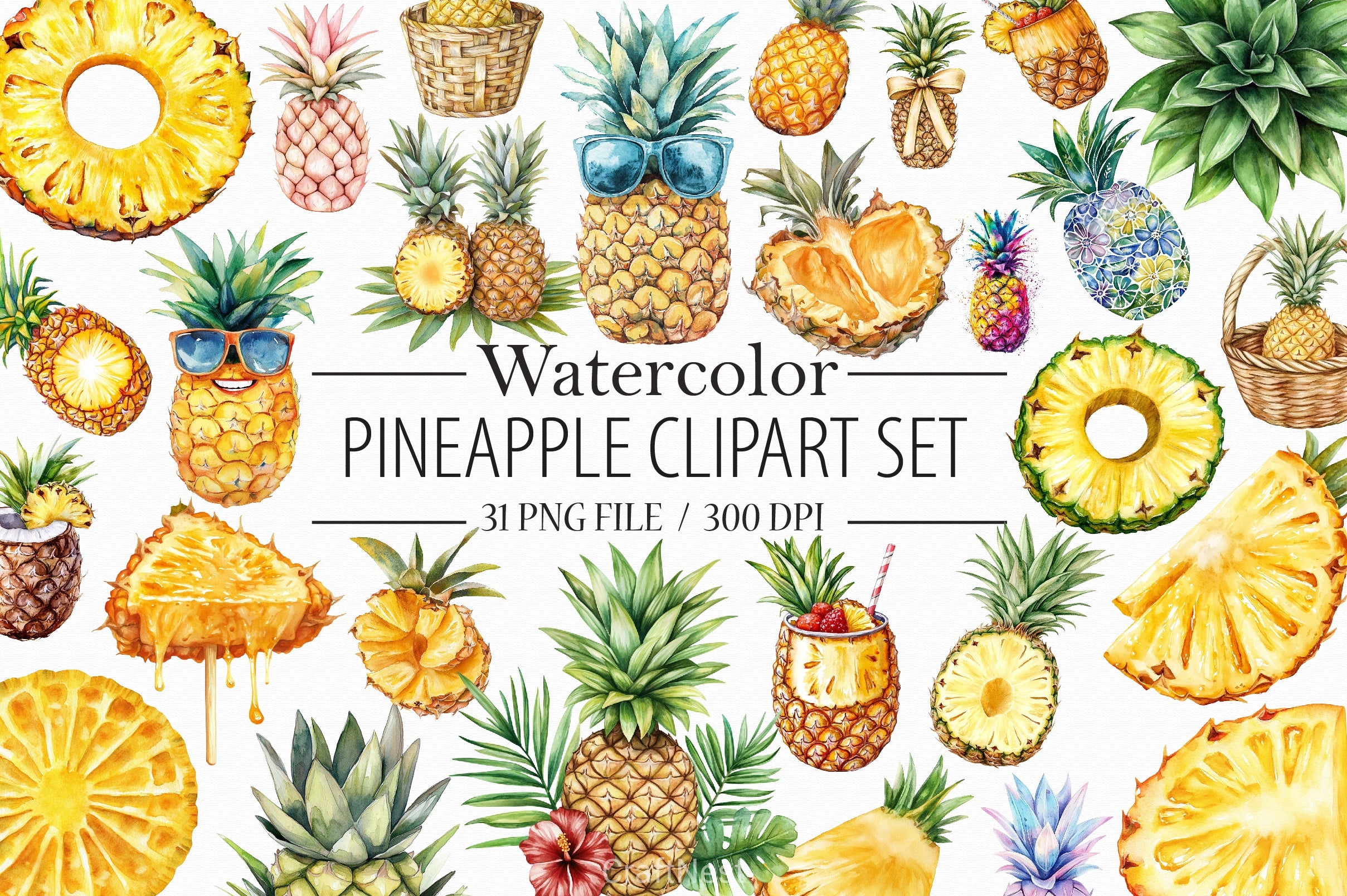 Pineapple Clipart Set - CraftNest - Digital Crafting and Art