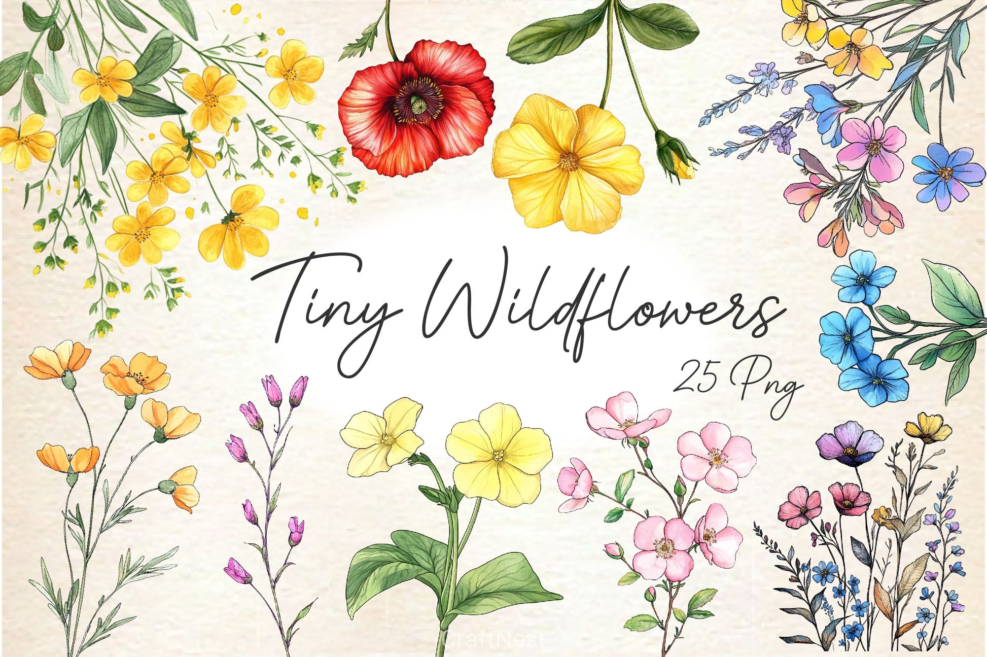Tiny Wildflowers Clipart Bundle - CraftNest - Digital Crafting and Art