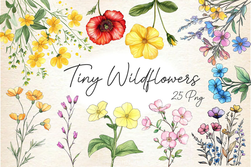 Tiny Wildflowers Clipart Bundle - CraftNest - Digital Crafting and Art