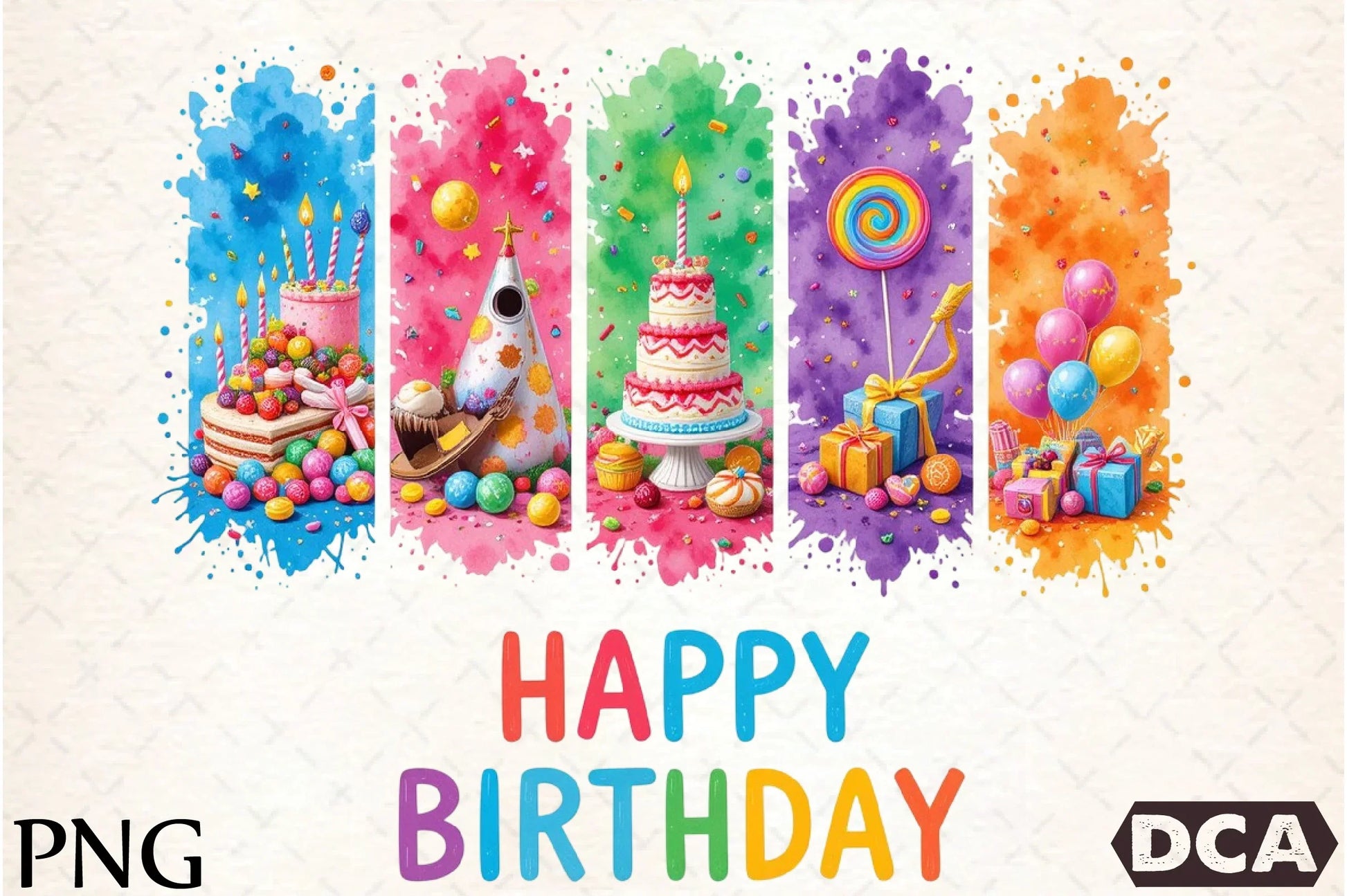 Happy Birthday Brushstroke Design Clipart Bundle - CraftNest - Digital Crafting and Art
