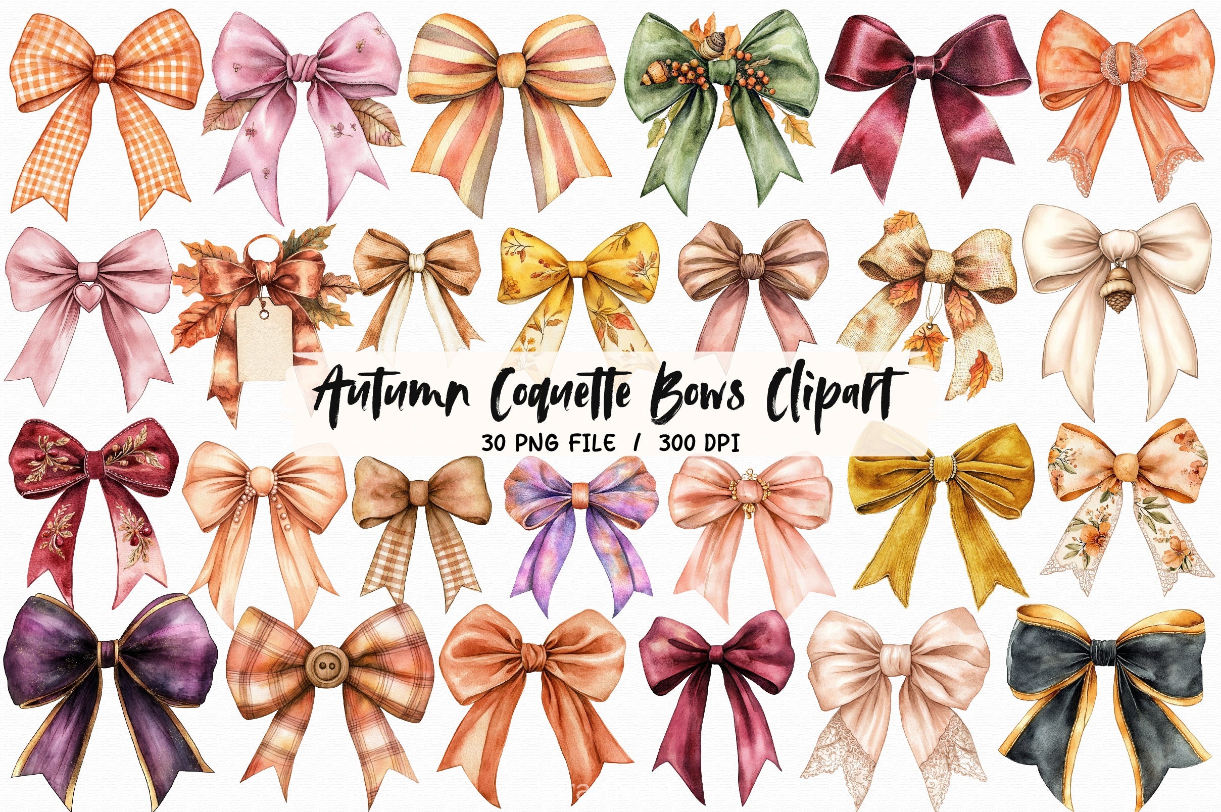 Autumn Coquette Bows Clipart Bundle - CraftNest - Digital Crafting and Art
