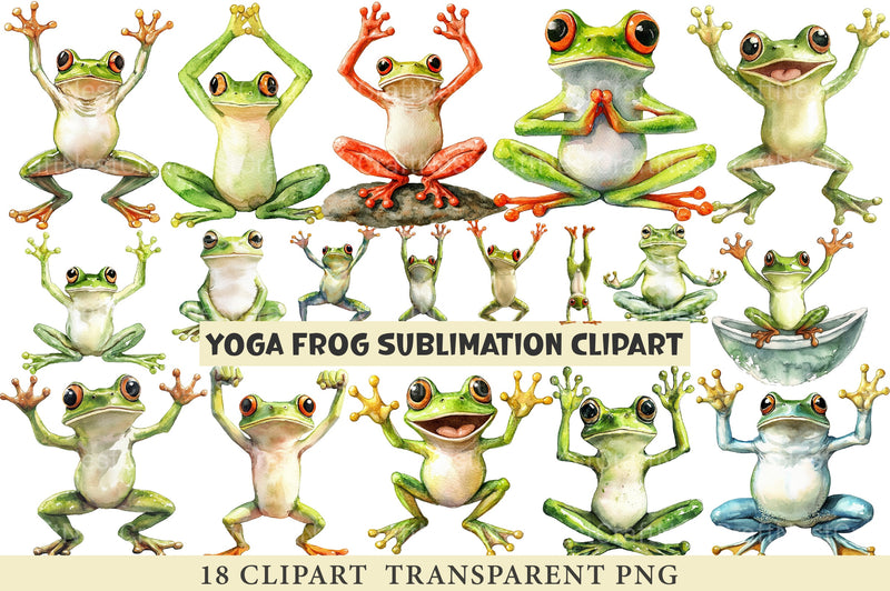 Yoga Frog Sublimation Clipart Bundle - CraftNest - Digital Crafting and Art