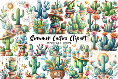 Summer Cactus Clipart Bundle 1 - CraftNest - Digital Crafting and Art