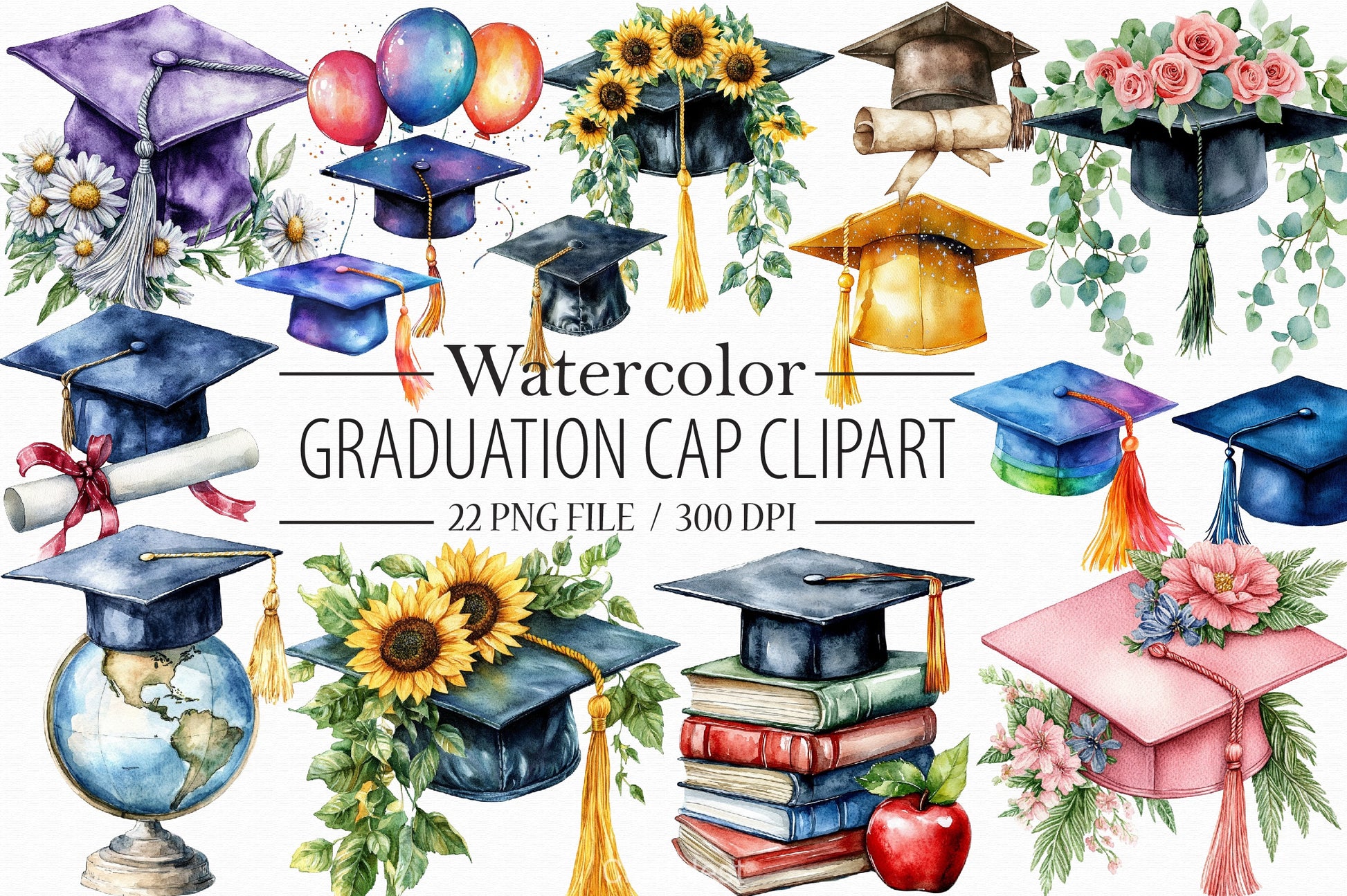 Graduation Cap Clipart Bundle - CraftNest - Digital Crafting and Art