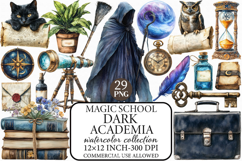 Magic School Dark Academia Clipart Bundle - CraftNest - Digital Crafting and Art