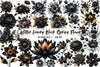 Glitter Black Spring Flower Clipart Bundle