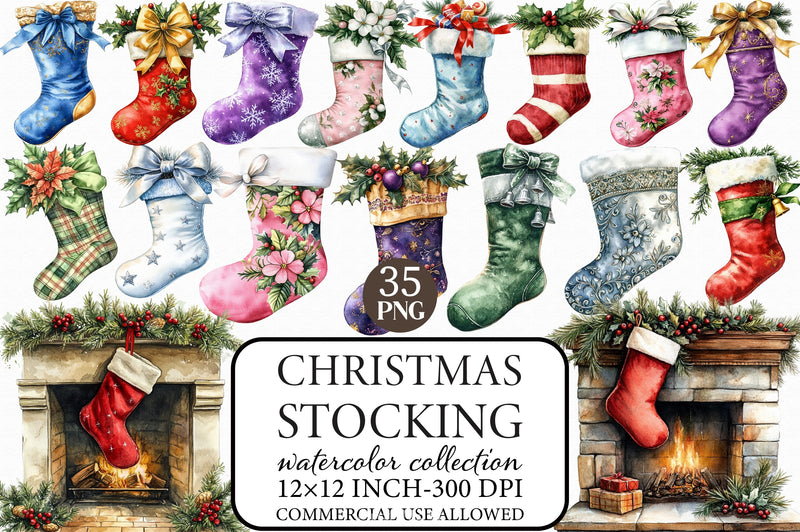 Christmas Stocking Clipart Bundle - CraftNest - Digital Crafting and Art