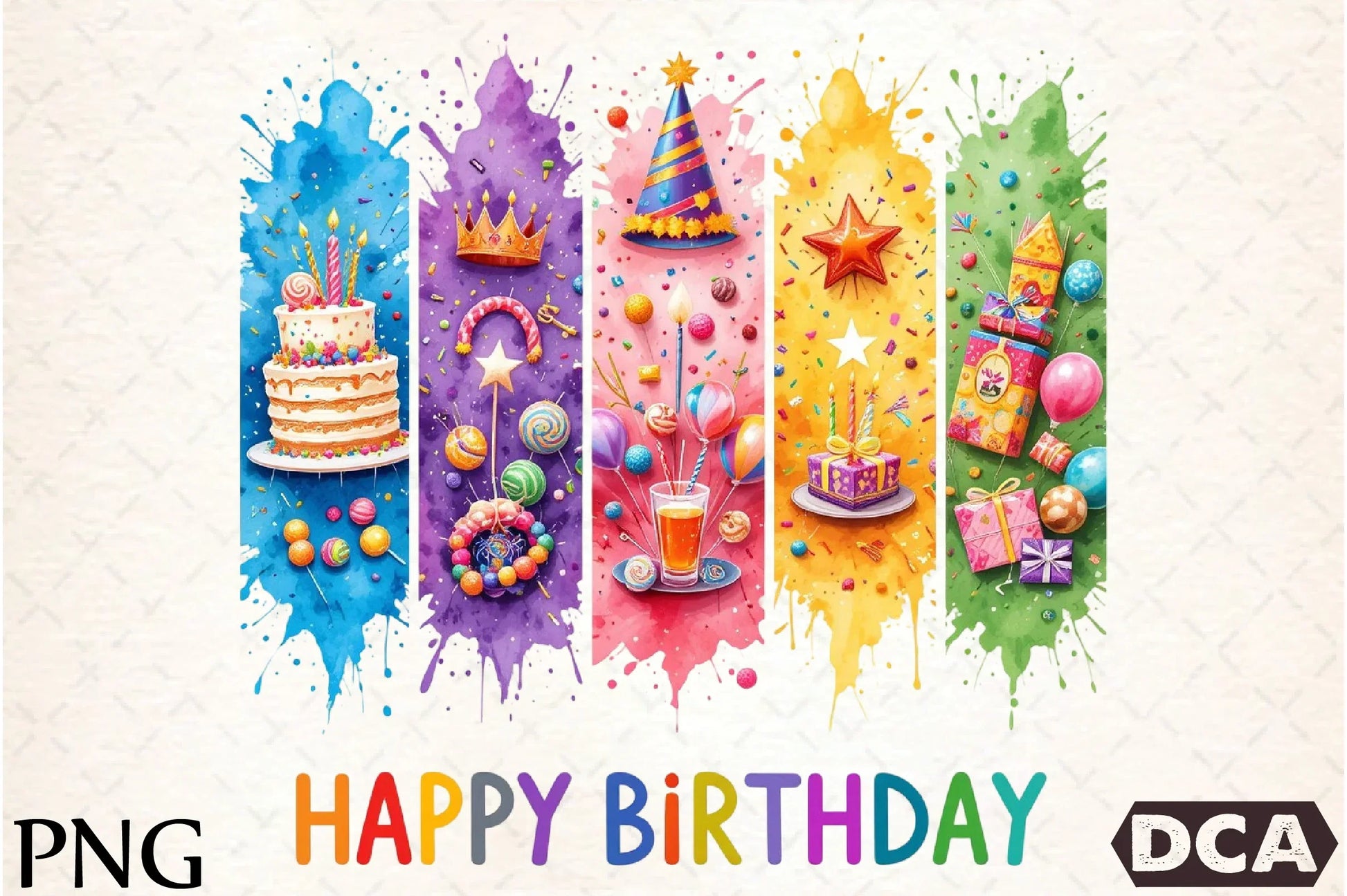 Happy Birthday Brushstroke Design Clipart Bundle - CraftNest - Digital Crafting and Art