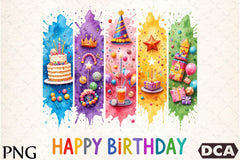 Happy Birthday Brushstroke Design Clipart Bundle - CraftNest - Digital Crafting and Art