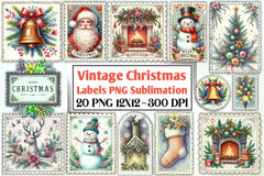 Vintage Christmas Labels Clipart Bundle - CraftNest - Digital Crafting and Art