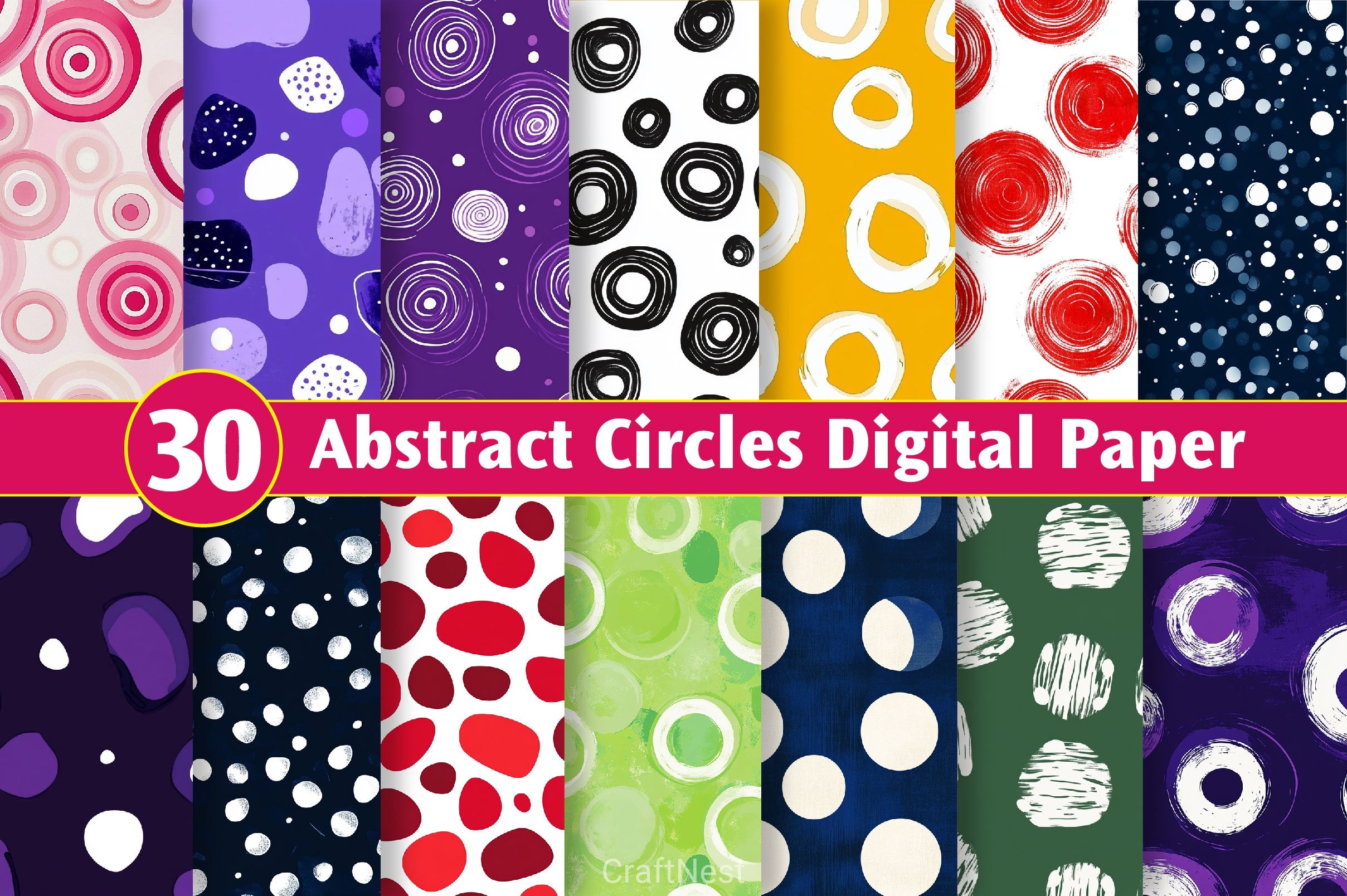 Abstract Circles Digital Paper - CraftNest - Digital Crafting and Art