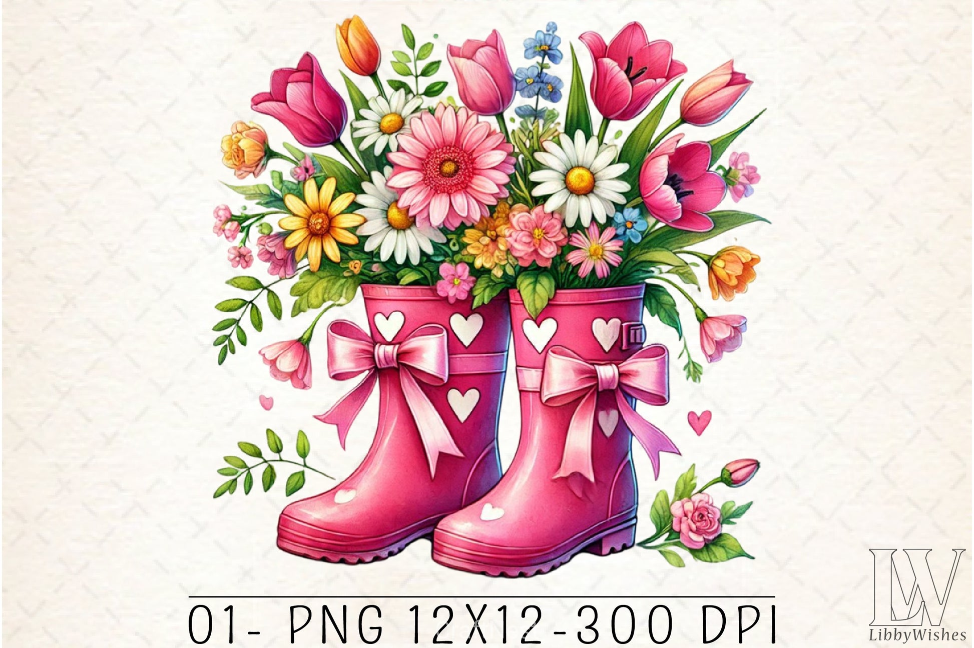 Pink Boots Spring Flowers Clipart Bundle - CraftNest - Digital Crafting and Art