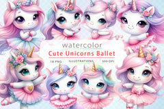 Cute Unicorns Ballet Clipart Bundle - CraftNest - Digital Crafting and Art