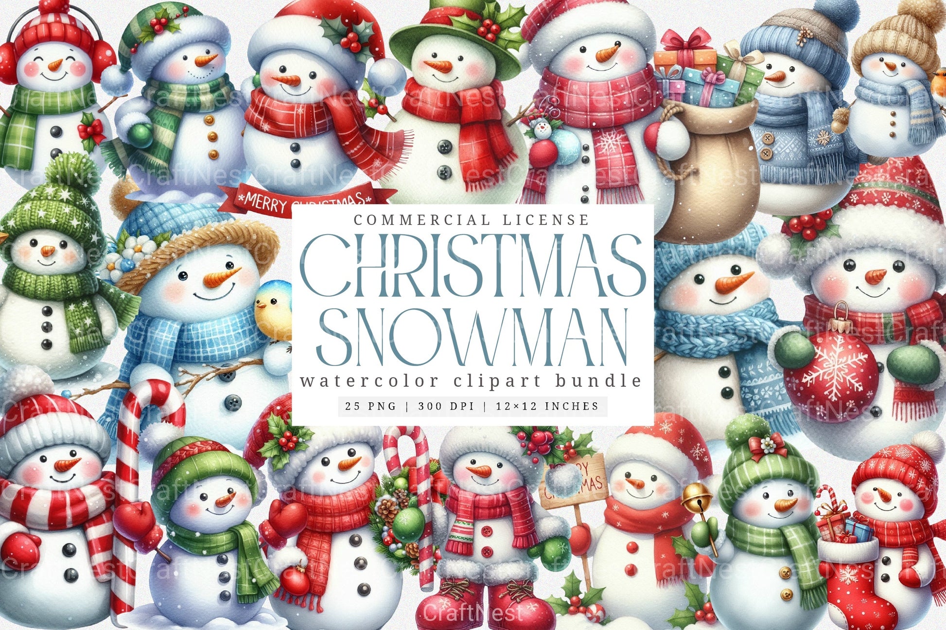 Festive Snowman Clipart Bundle 2 - CraftNest - Digital Crafting and Art