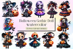 Halloween Gothic Doll Clipart Bundle - CraftNest - Digital Crafting and Art