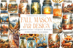 Fall Mason Jar Design Clipart Bundle - CraftNest - Digital Crafting and Art