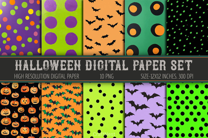Halloween Digital Paper Set - CraftNest - Digital Crafting and Art