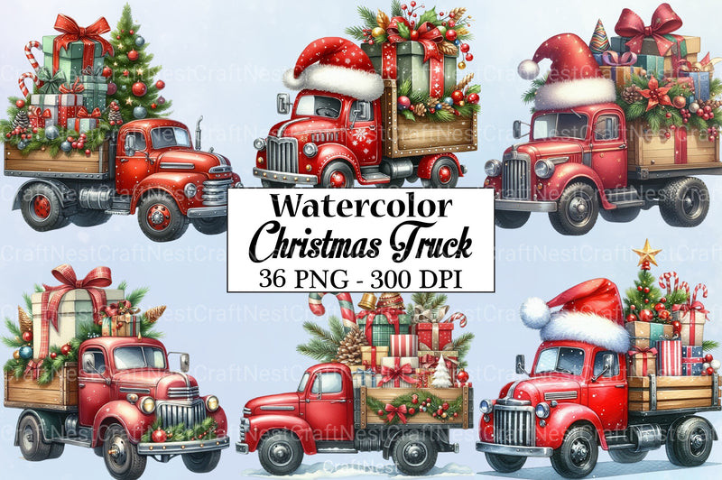 Christmas Truck Clipart Bundle 1 - CraftNest - Digital Crafting and Art