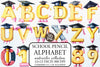 School Pencil Alphabet Clipart Bundle