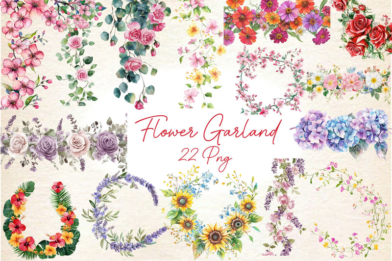 Flower Garland Clipart Bundle - CraftNest - Digital Crafting and Art