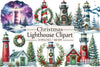 Christmas Lighthouse Clipart Bundle