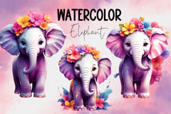 Pink Purple Girl Elephant 16 Clipart Bundle - CraftNest - Digital Crafting and Art