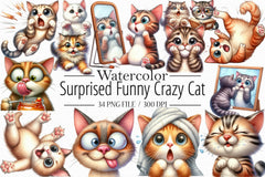 Surprised Crazy Cat Clipart Bundle - CraftNest - Digital Crafting and Art