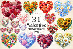 Flower Hearts Valentine Day Clipart Bundle - CraftNest - Digital Crafting and Art