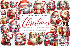 Santa Claus Cute Christmas Whimsical Clipart Bundle Commercial License - CraftNest - Digital Crafting and Art