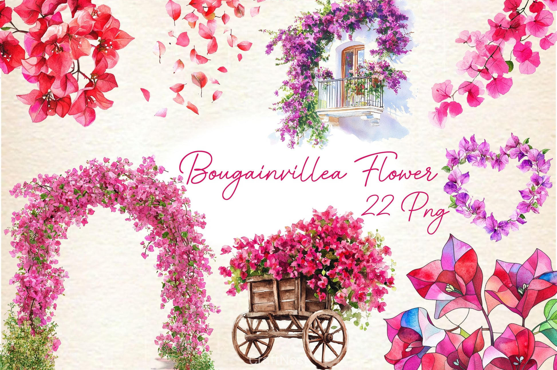 Bougainvillea Flower Clipart Bundle 3 - CraftNest - Digital Crafting and Art