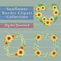 Sunflower Borders Clipart Bundle - CraftNest - Digital Crafting and Art