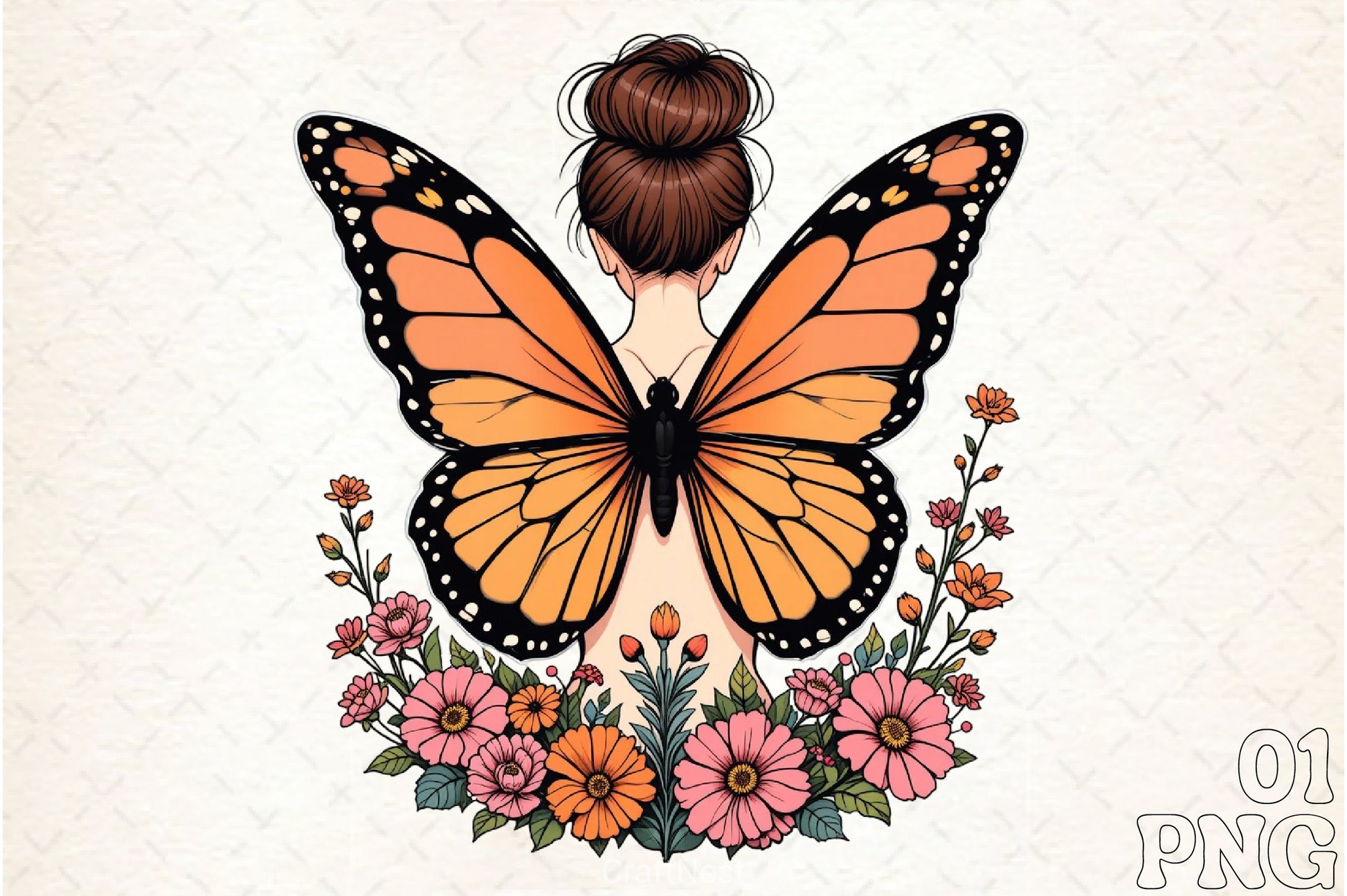Butterfly Woman Flowers Clipart Bundle - CraftNest - Digital Crafting and Art